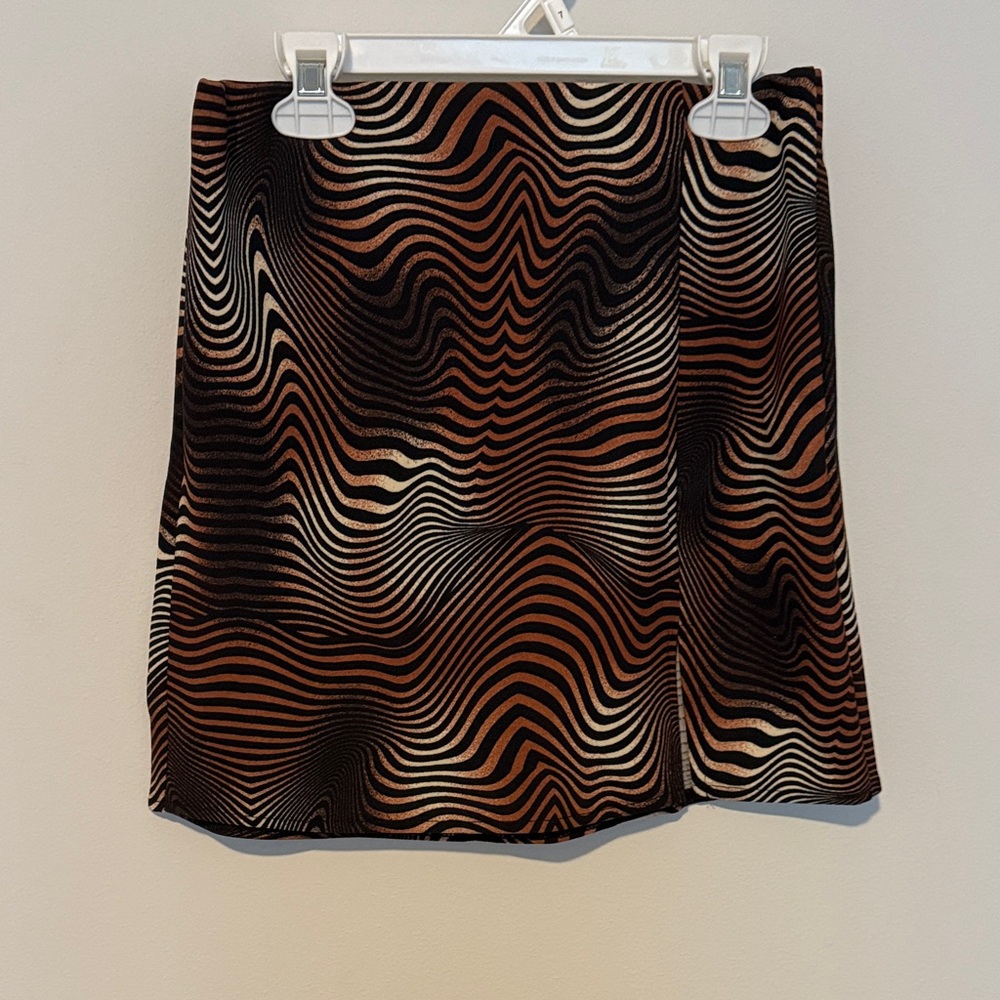 Streetwear Society Women’s Brown and Black Wave Pattern Pencil Skirt Size Small